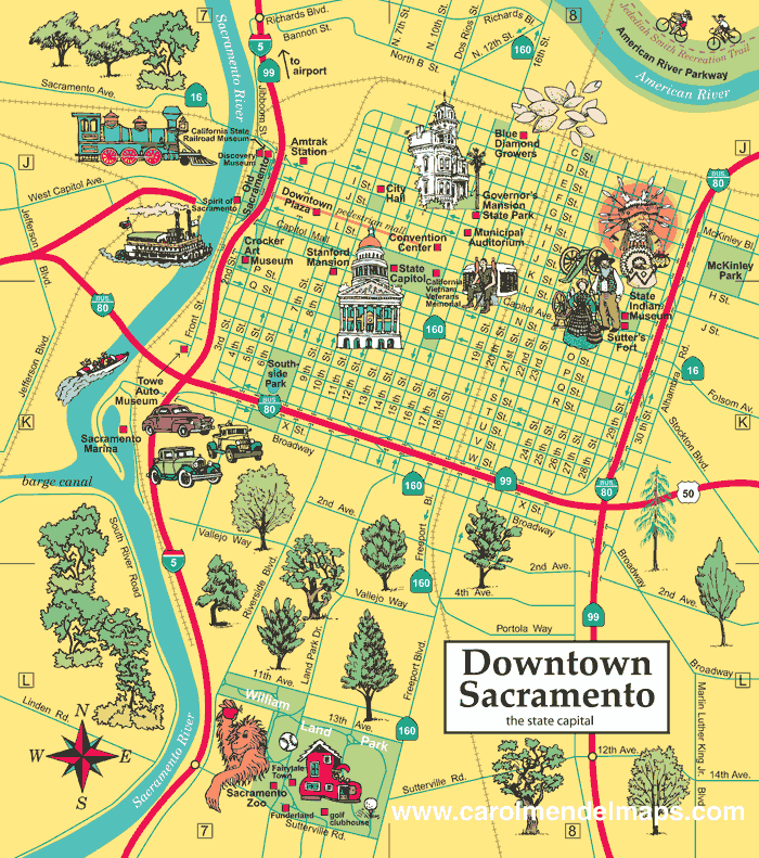 map of downtown Sacramento area