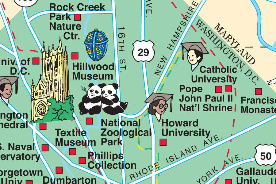 section of the pictorial Washington DC metro area map