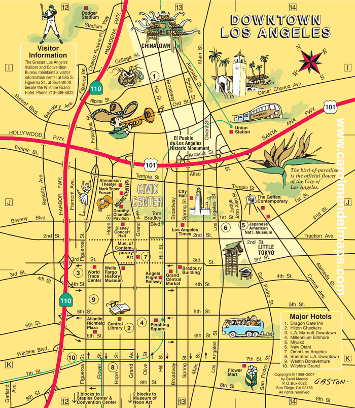 downtown Los Angeles map, medium size