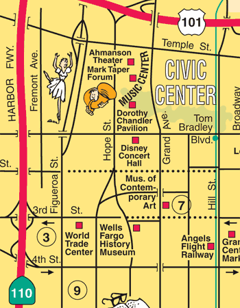 detail from the downtown Los Angeles map
