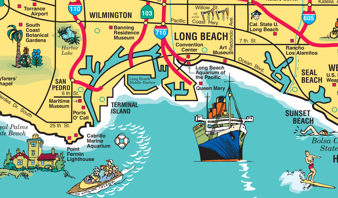 enlarged section of the Los Angeles metropolitan area map