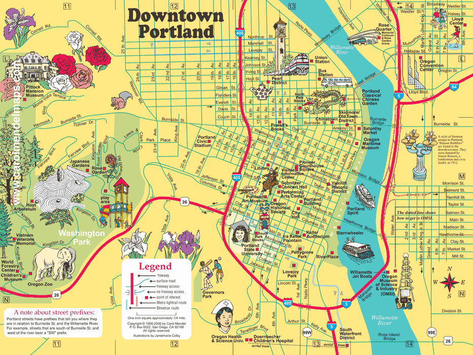 Medium sized Downtown Portland Map