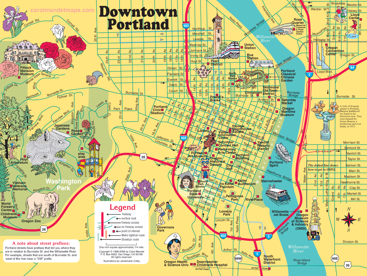 Street Map Of Portland Oregon Large World Map