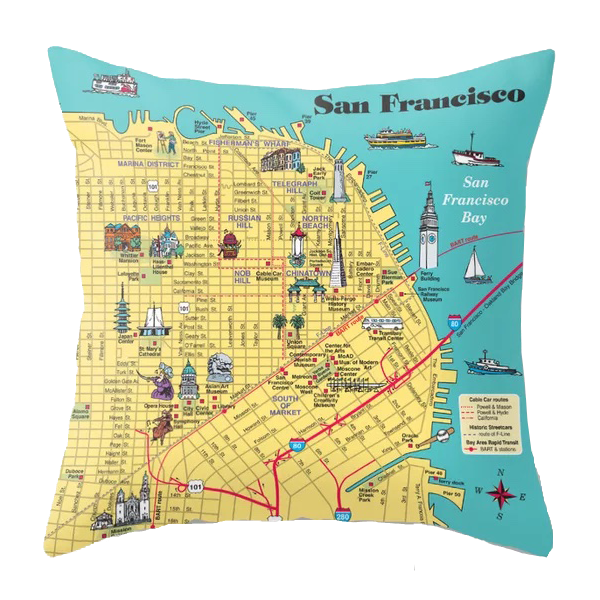 San Francisco map throw pillow