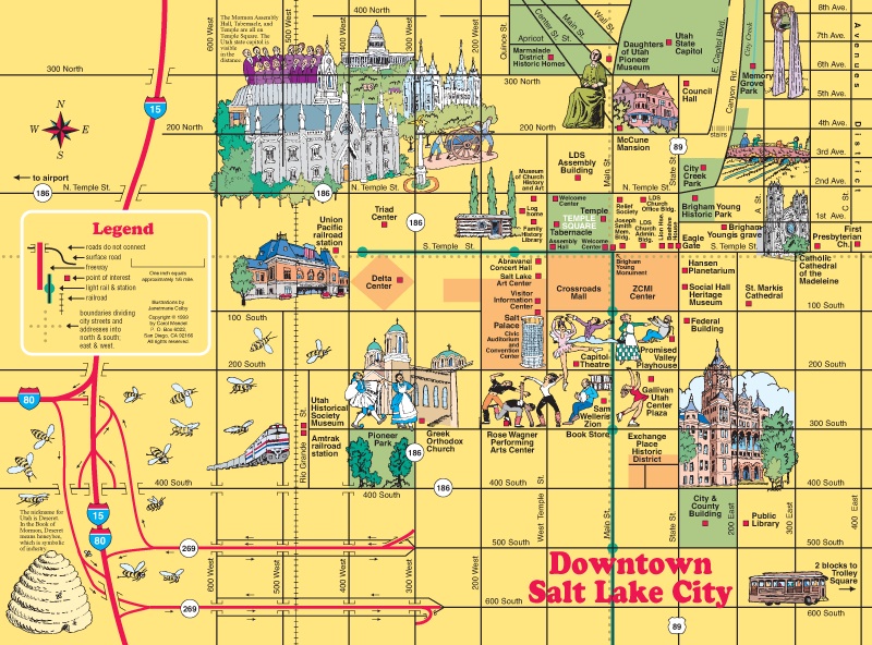 illustrated map of downtown Salt Lake City