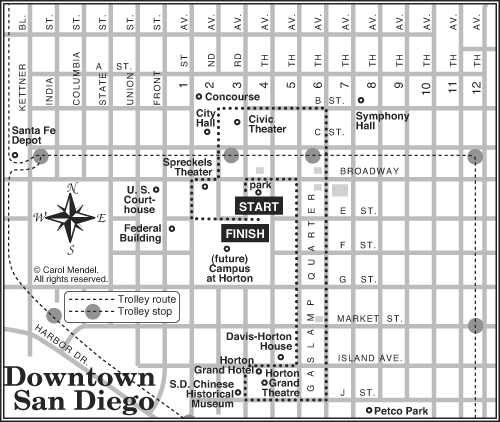Downtown San Diego walking tour map