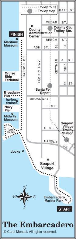 San Diego's Embarcadero walking tour map