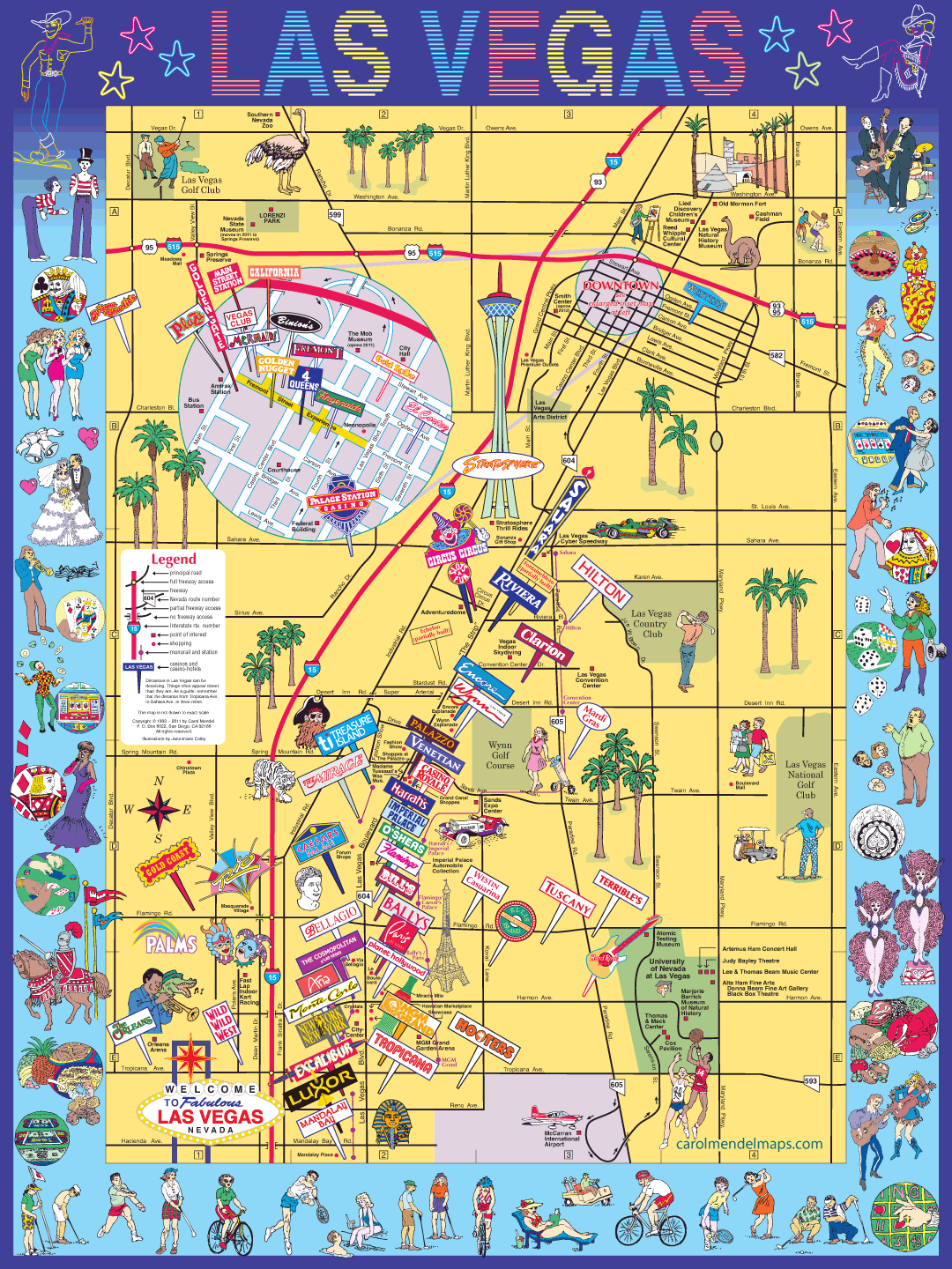 pictorial, illustrated map of Las Vegas