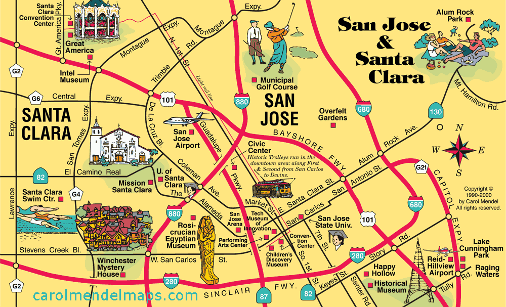 map of the San Jose and Santa Clara area