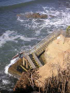 Ladera Street steps at high tide